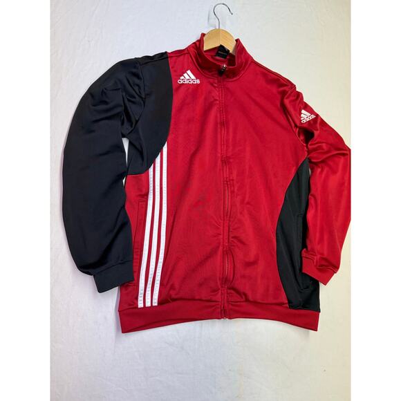 Adidas track Jacket Mens XL Black Red Track 3-Stripes full Zip runs small M-L - Picture 4 of 8